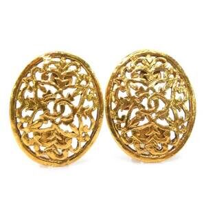 CHANEL 10k Gold Logo Earrings